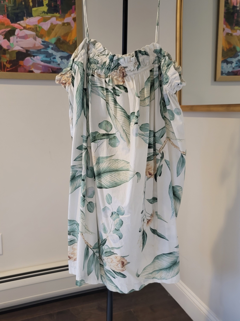 H&M Floral Print Mini Dress Adjustable Spaghetti Straps Size XL